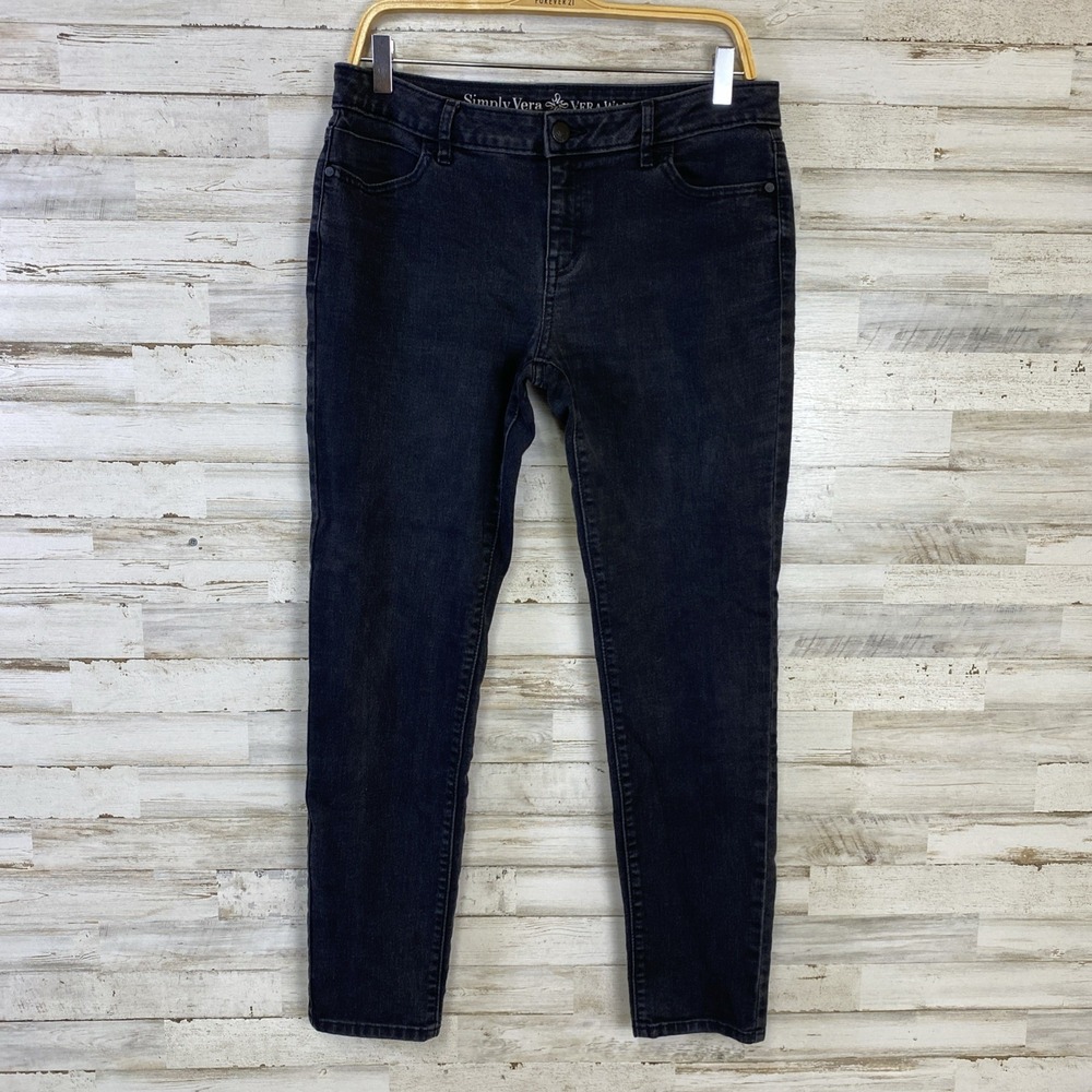 Simply Vera VERA WANG Jeans Women 8 Black Denim Mid Rise Skinny Stretch